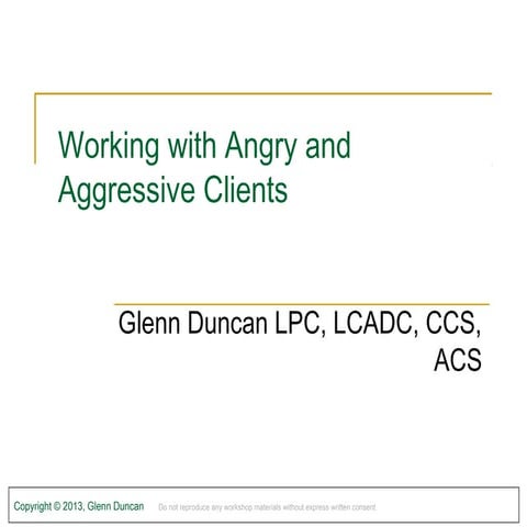 Working with angry and aggressive clients for CCGCNJ