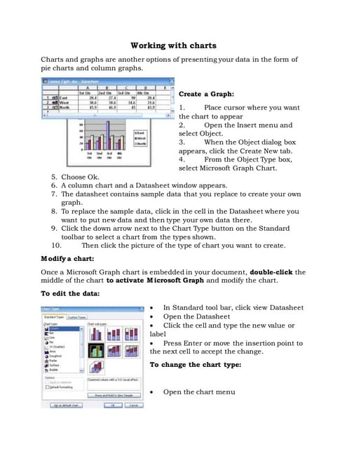 Working with charts in word 2003