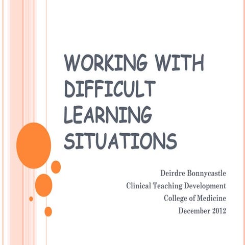 Working with difficult learning situations