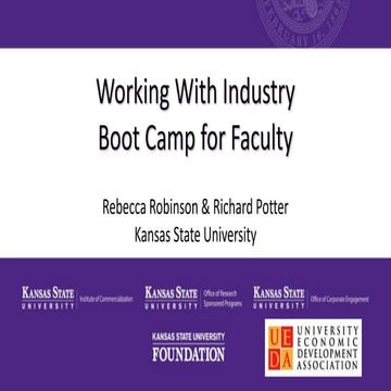 UEDA 2015 Annual Summit - 9/29 - Working with Industry Boot Camp for Faculty