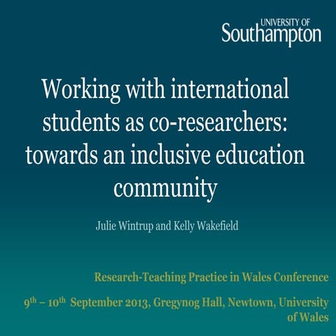Working with international students as co-researchers: towards an inclusive e...