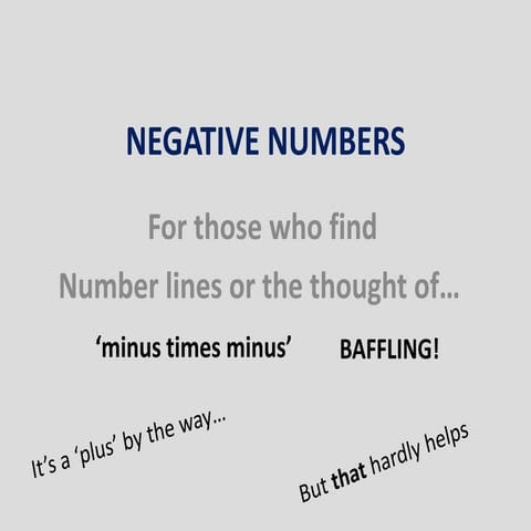 Working with negative numbers The Minus times Minus thing that confuses so many