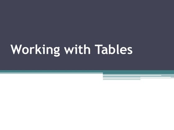 Microsoft Word: Working with Tables | PPT