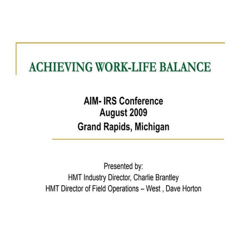 Work lifebalance | PPT | Career Advice | Careers