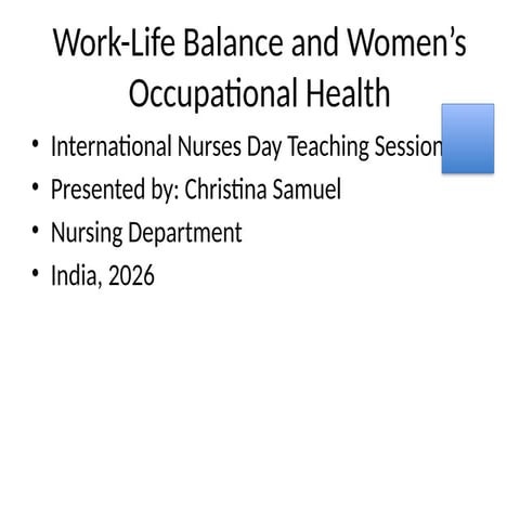 Work-Life Balance and Occupational Health Challenges for Women Nurses ...