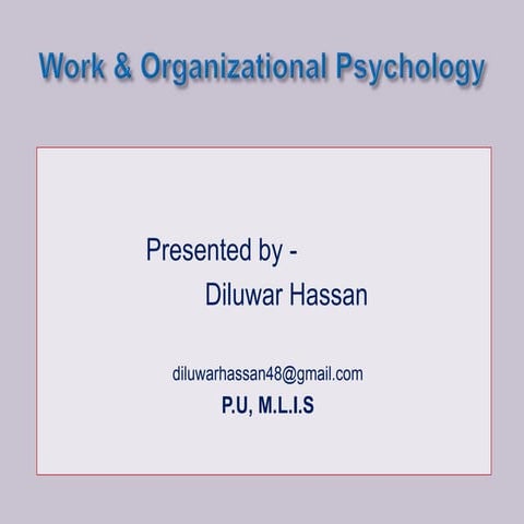 Work & organizational psychology | PPT
