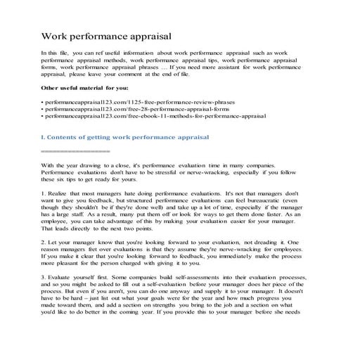 Performance appraisal template | DOCX