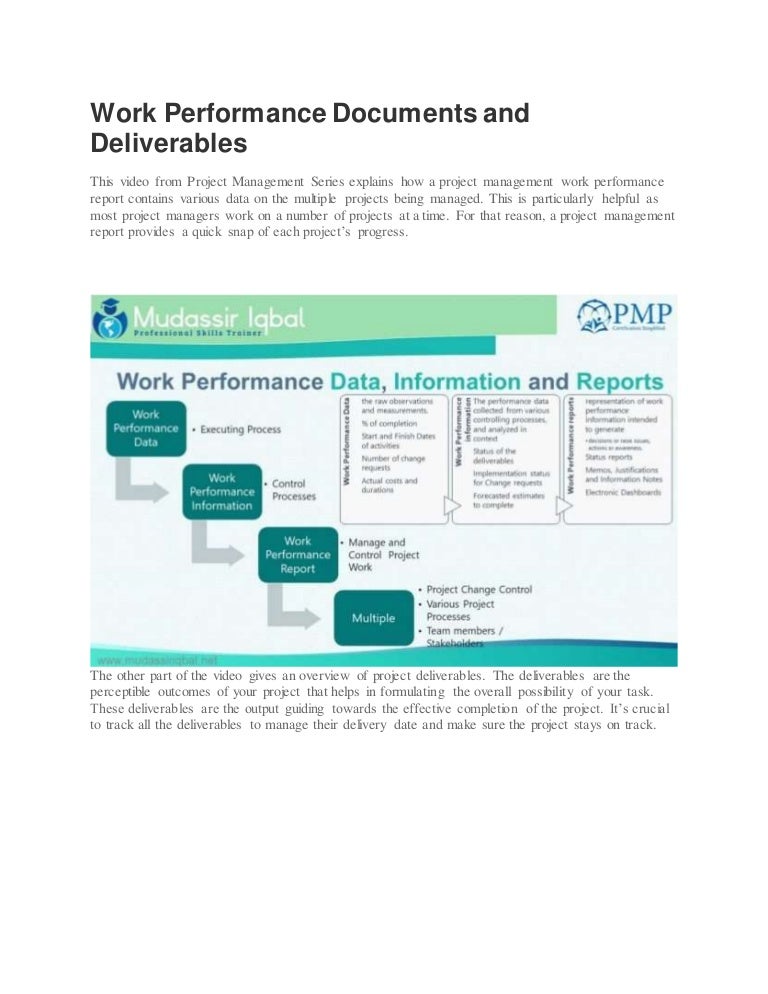 Work performance data and deliverables - PMP/CAPM from PMI