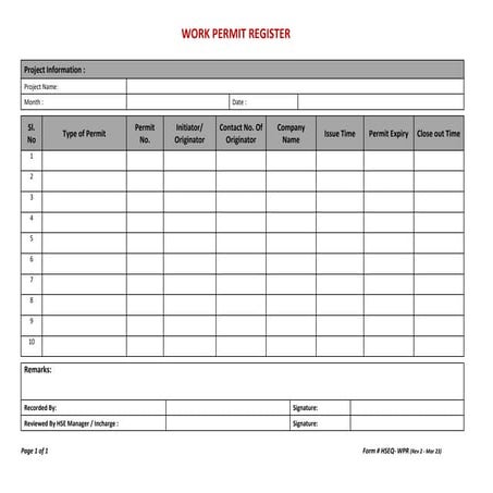 WORK PERMIT REGISTER Form # HSEQ - WPR Rev 2.docx