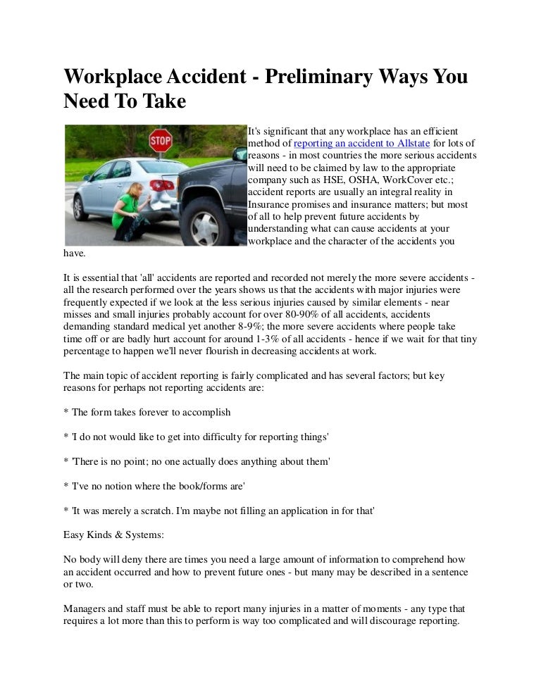 Workplace accident preliminary ways you need to take