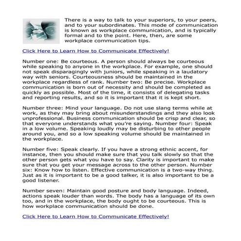 Workplace Communication Tips - Communication Guide