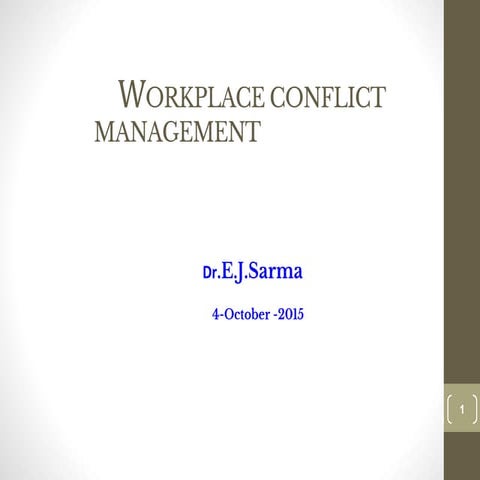 A one day seminar slides- free-Workplace conflict Management