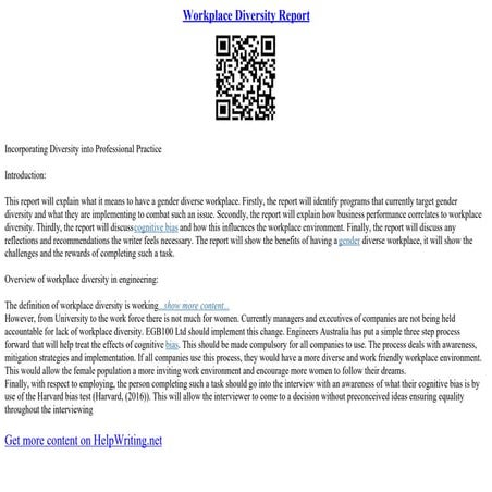 Workplace Diversity Report