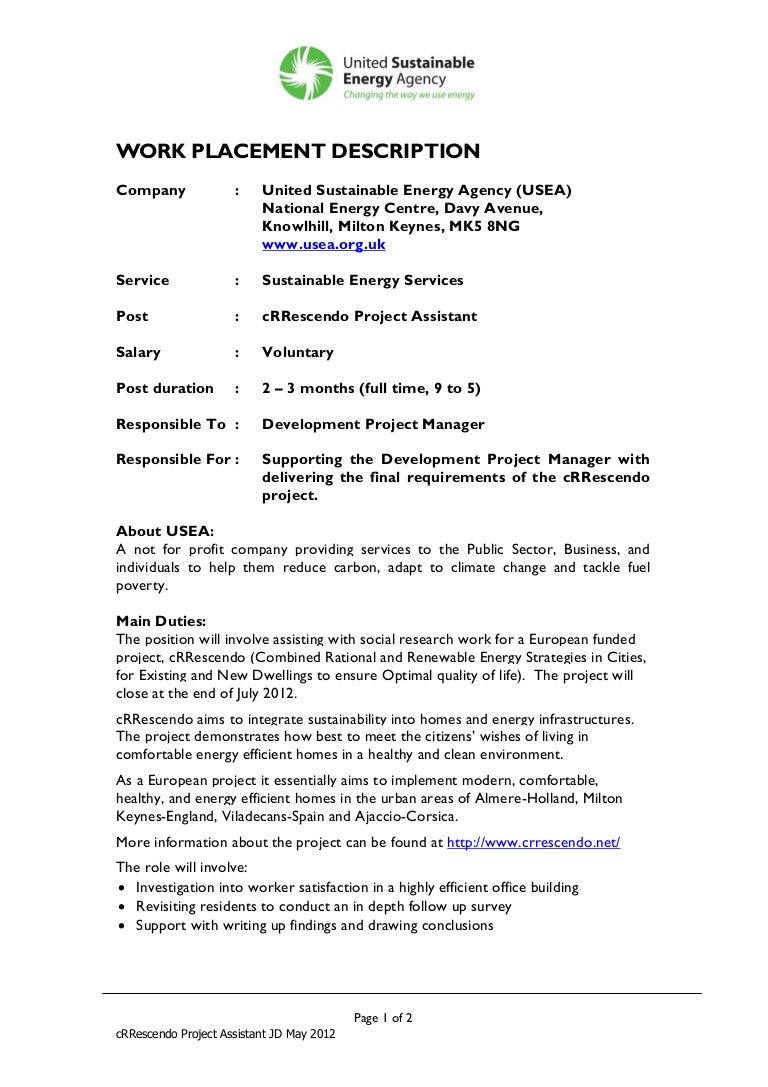 Work placement profile