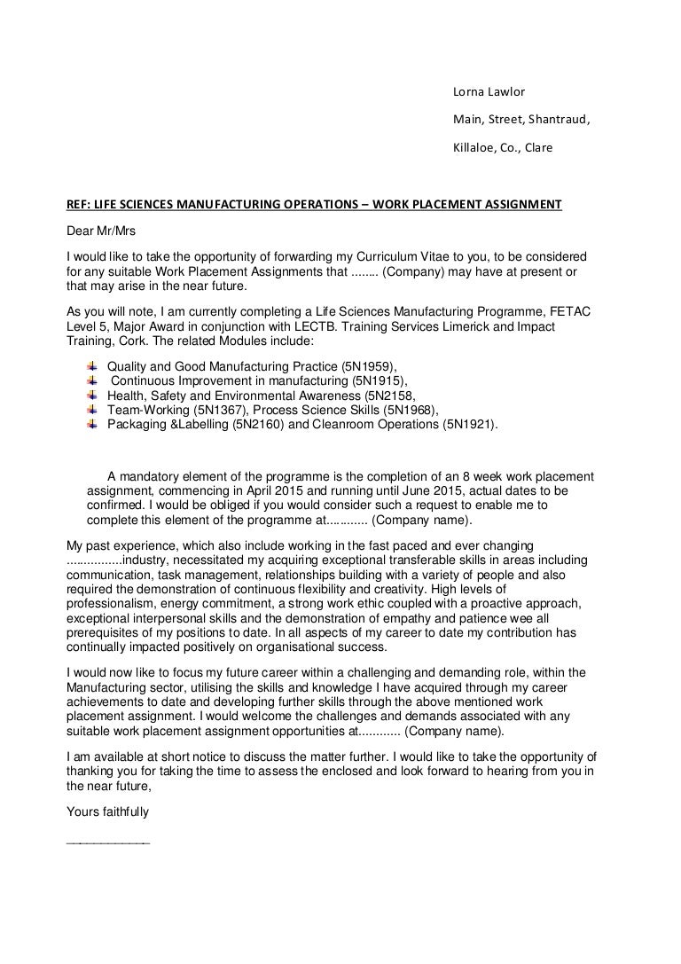work placement cover letter 9 2014 cover letter for placement agency