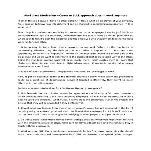 Workplace motivation