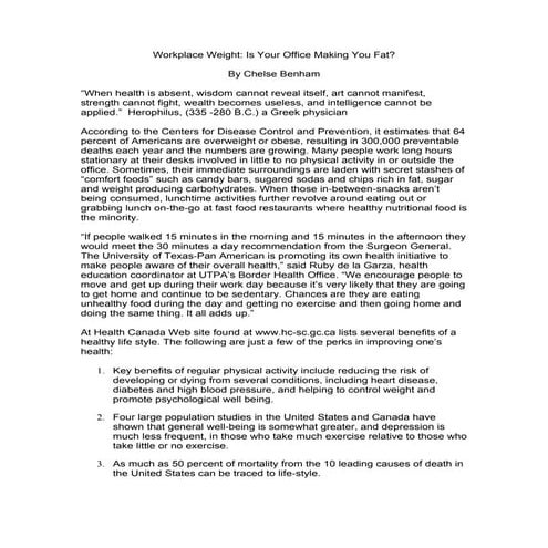 Workplace wieght is your office making you fat