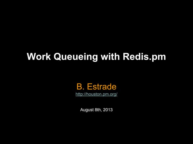Work WIth Redis and Perl