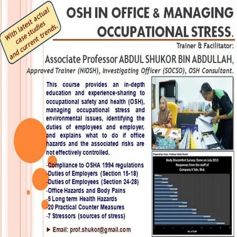 WORKPLACE SAFETY, ERGONOMICS & MANUAL HANDLING MODULES