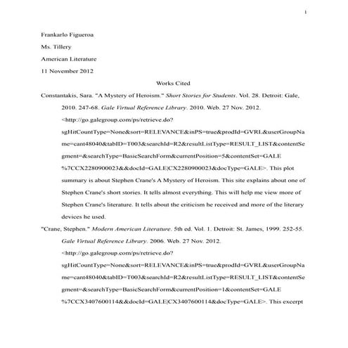Works Cited Tillery Stephen Crane