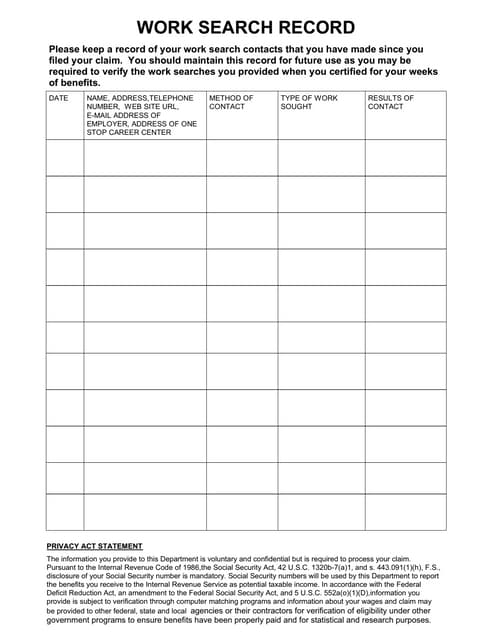 work search record work search record