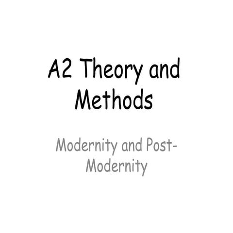 Modernism & Post Modernity