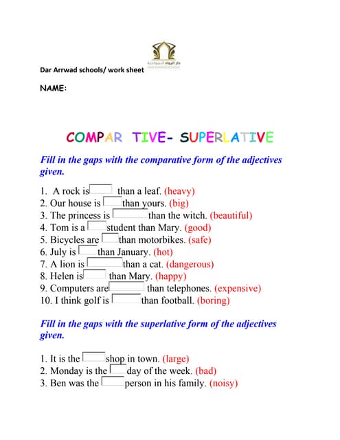 Worksheet works comparative_and_superlative_adjectives_1 | PDF