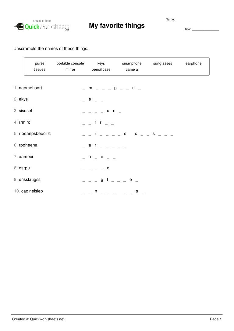 Worksheet