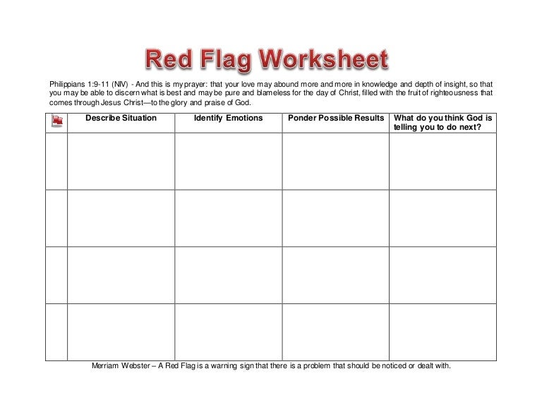 Worksheet red flag