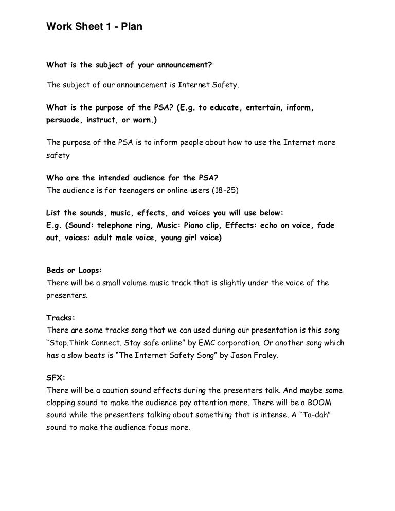 Plan Outline Worksheet