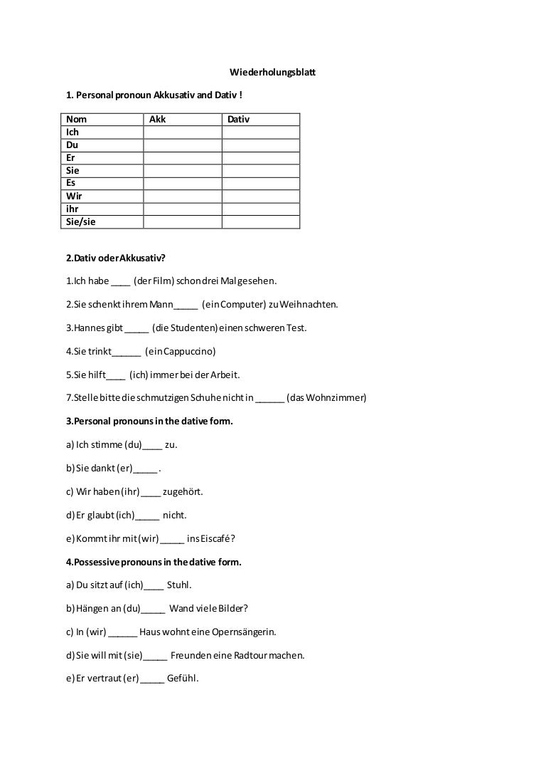 Ueber dativ oder akkusativ