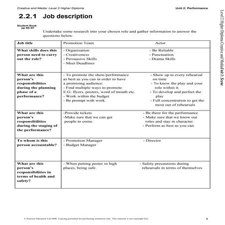 Worksheet 2.2.1 Job description | DOC