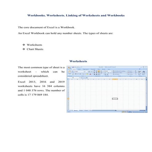 Worksheet and workbooks linking