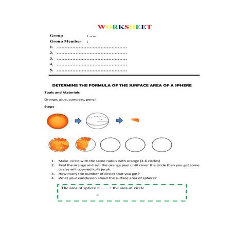 Surface Area Of A Sphere Worksheet