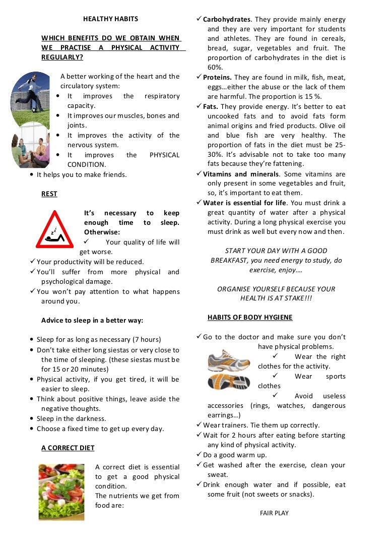 worksheet healthyhabits