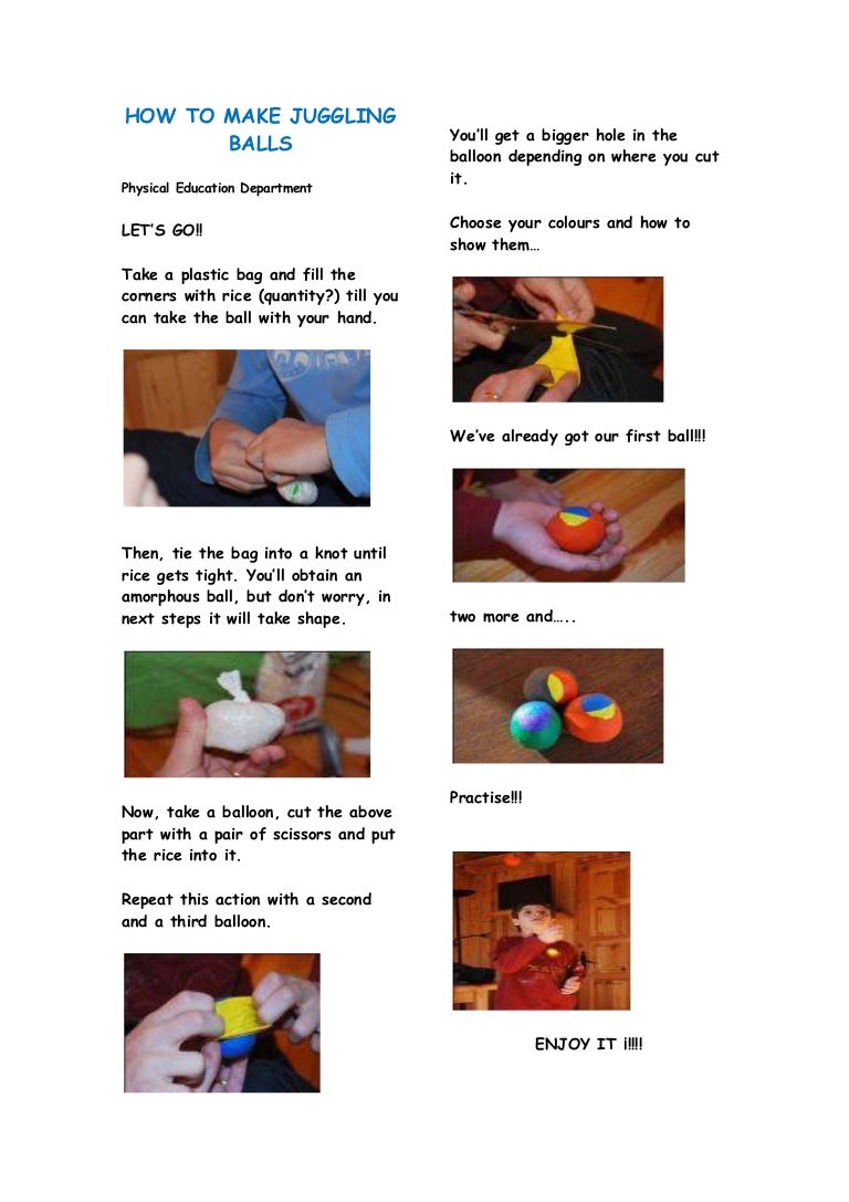 Worksheet "How to make Juggling Balls" 2º ESO Secciones
