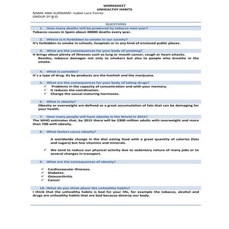 Worksheet isabel | PDF