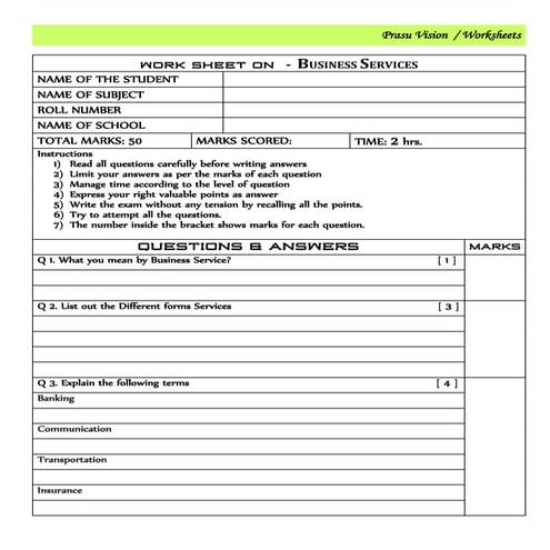 Work sheet on chapter 4 | PDF