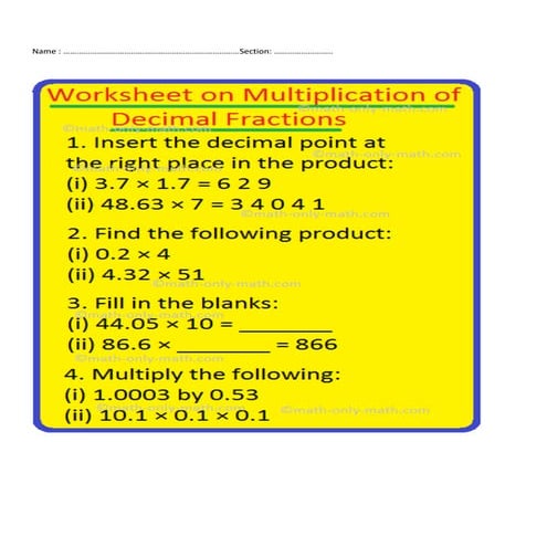 worksheet on multiplying decimals .pdf