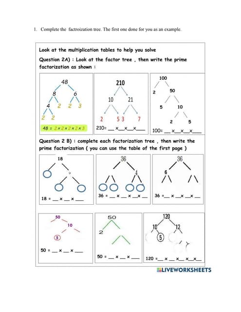Worksheet On Prime Factorization Method Pdf Worksheet On Prime Factorization Method Pdf