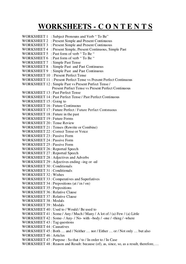 worksheets grammar english