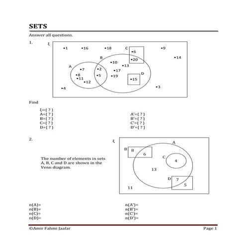 [Worksheet] sets (extra) | PDF