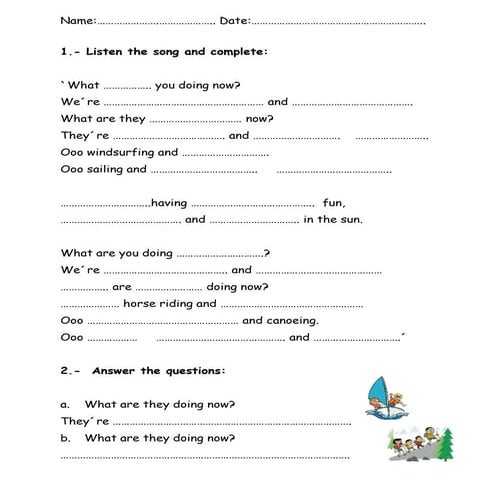 Worksheet song activities | PPTX