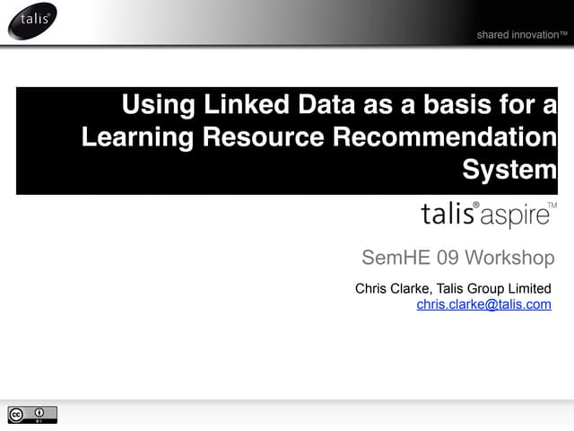 Using Linked Data as the basis for Learning Resource Recommendation