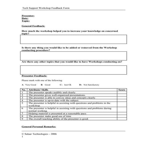 Workshop feeback-form