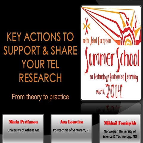 Workshop key actions to support and share your TEL research