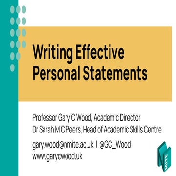 Writing Effective Personal Statements