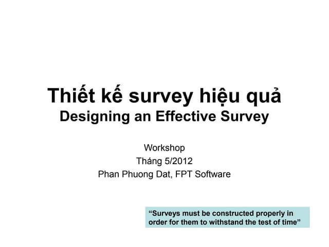 Workshop   thiết kế survey hiệu quả
