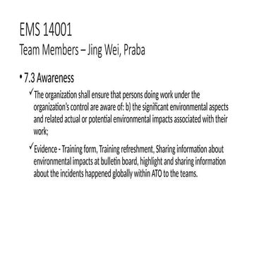 Workshop 1 - EMS 14001 Environmental Management System