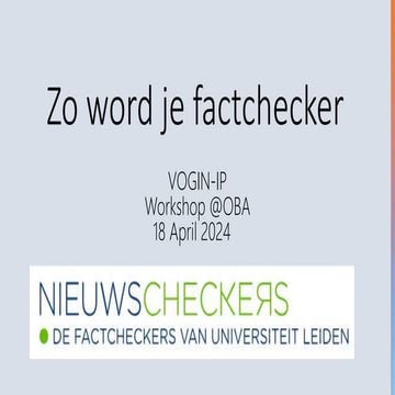 Zo wordt je factchecker - Aafko Boonstra